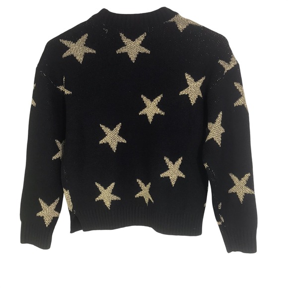 NWT Old Navy Star Sweater Girl's M 8 Black Gold Long Sleeve - Picture 5 of 7